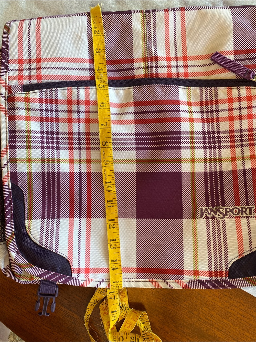 Jansport Purple Plaid Laptop Messenger Bag - Picture 11 of 12